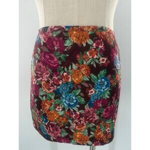 Aura Red Dress Straight & Pencil Skirt Womens Small Red Floral Puffer Back Zip